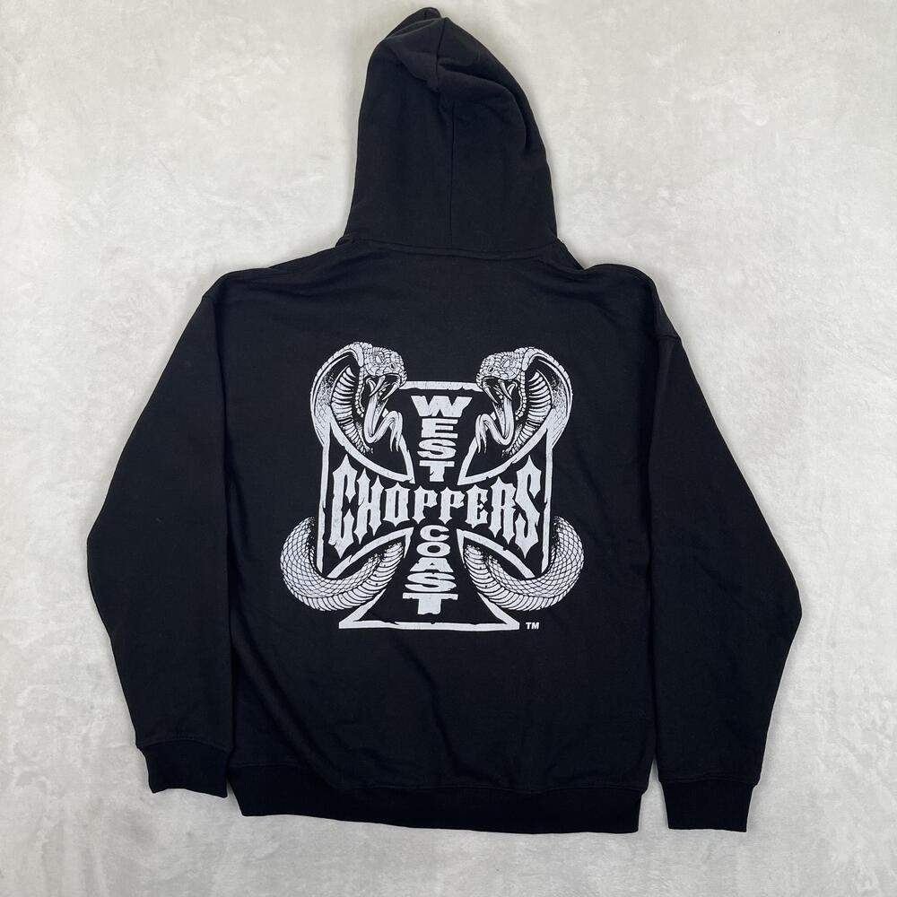 West Coast Choppers Hoodie Mens Large Black Pullover Sweatshirt Cobra Graphic